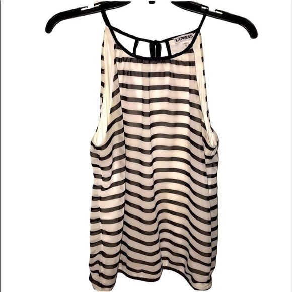 Express Black and White Stripe Top - Picture 1 of 5